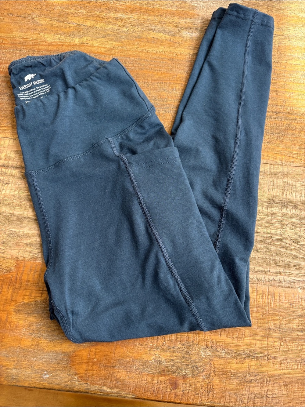 Woolly’s High-Waist Blue Merino Wool Leggings with Side Pockets size S - Picture 7 of 15
